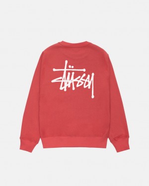 Red Men's Stussy Basic Stussy Crew Sweatshirts Bangkok | Thailand JNR-8964