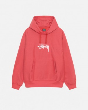 Red Men's Stussy Stock Logo Applique Hood Sweatshirts Bangkok | Thailand ULA-0285