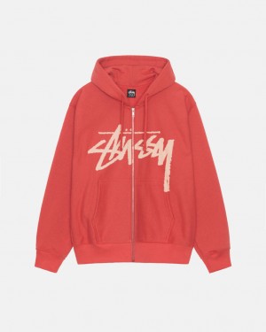 Red Men's Stussy Venus Zip Hood Sweatshirts Bangkok | Thailand TKM-4679