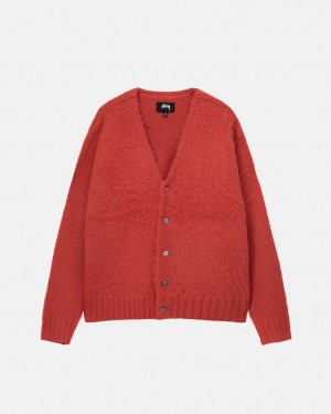 Red Women's Stussy Brushed Cardigan Sweaters Bangkok | Thailand NQA-7946