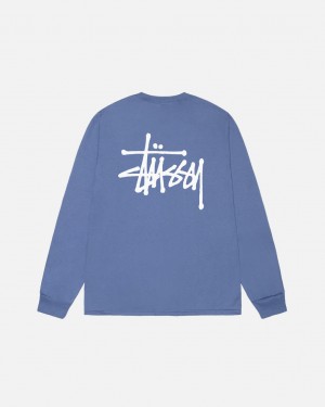 Royal Blue Men's Stussy Basic Stussy Ls Tees Bangkok | Thailand SFU-6388