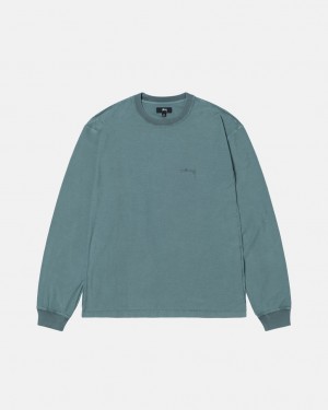 Turquoise Men's Stussy Lazy Ls Tees Bangkok | Thailand XPL-4787