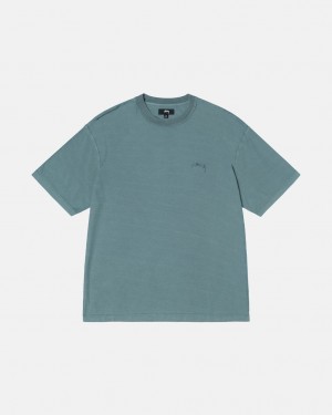 Turquoise Men's Stussy Pig. Dyed Inside Out Crew Tees Bangkok | Thailand IKA-8433