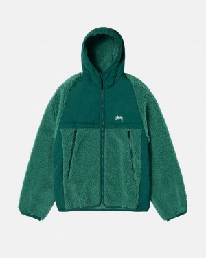 Turquoise Men's Stussy Sherpa Paneled Hooded Jackets Bangkok | Thailand KZD-1984