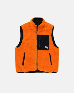 Yellow Women's Stussy Sherpa Reversible Vest Bangkok | Thailand GGG-6620