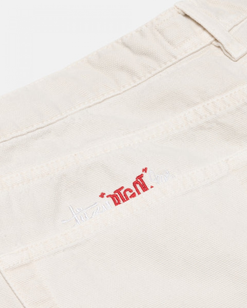 Beige Men's Stussy Big Ol' Jean Washed Canvas Pants Bangkok | Thailand EJM-6896