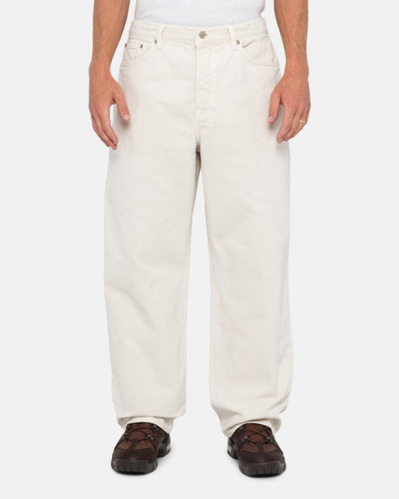 Beige Men's Stussy Big Ol' Jean Washed Canvas Pants Bangkok | Thailand EJM-6896