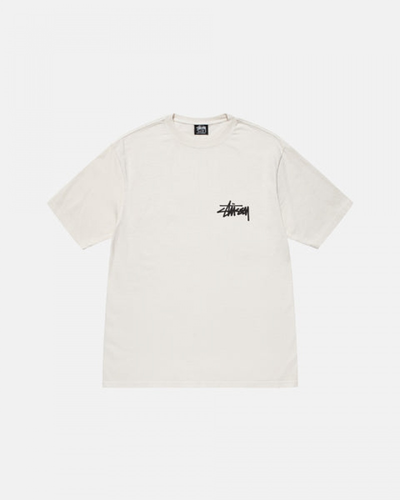 Beige Men's Stussy Old Phone Tee Pigment Dyed Tees Bangkok | Thailand MTJ-5762