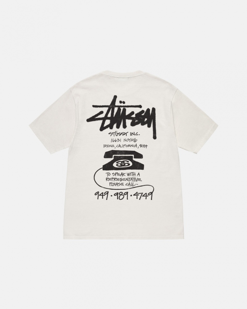 Beige Men\'s Stussy Old Phone Tee Pigment Dyed Tees Bangkok | Thailand MTJ-5762