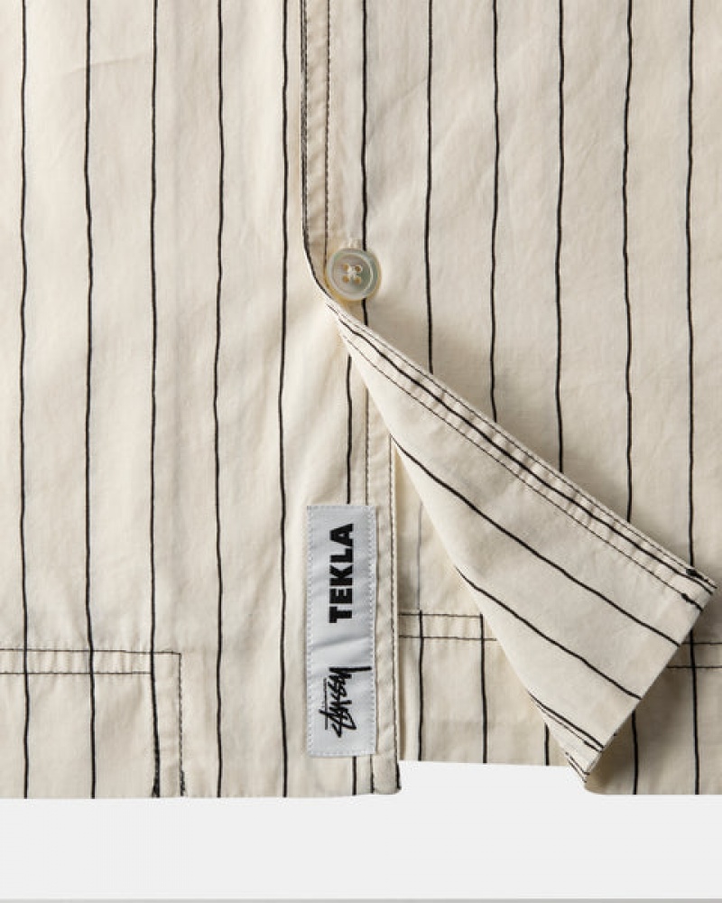 Beige Men's Stussy Tekla Poplin Pyjama Shirts Bangkok | Thailand VTJ-3023