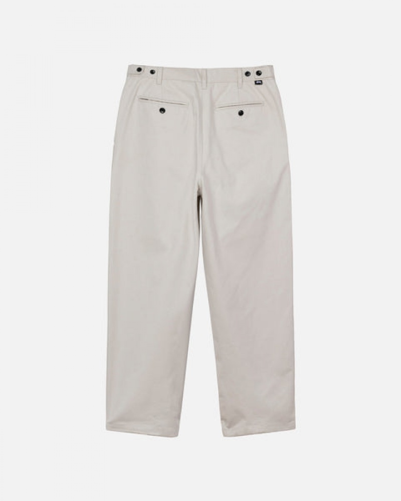 Beige Men's Stussy Twill Volume Pleated Trouser Pants Bangkok | Thailand IHX-6877