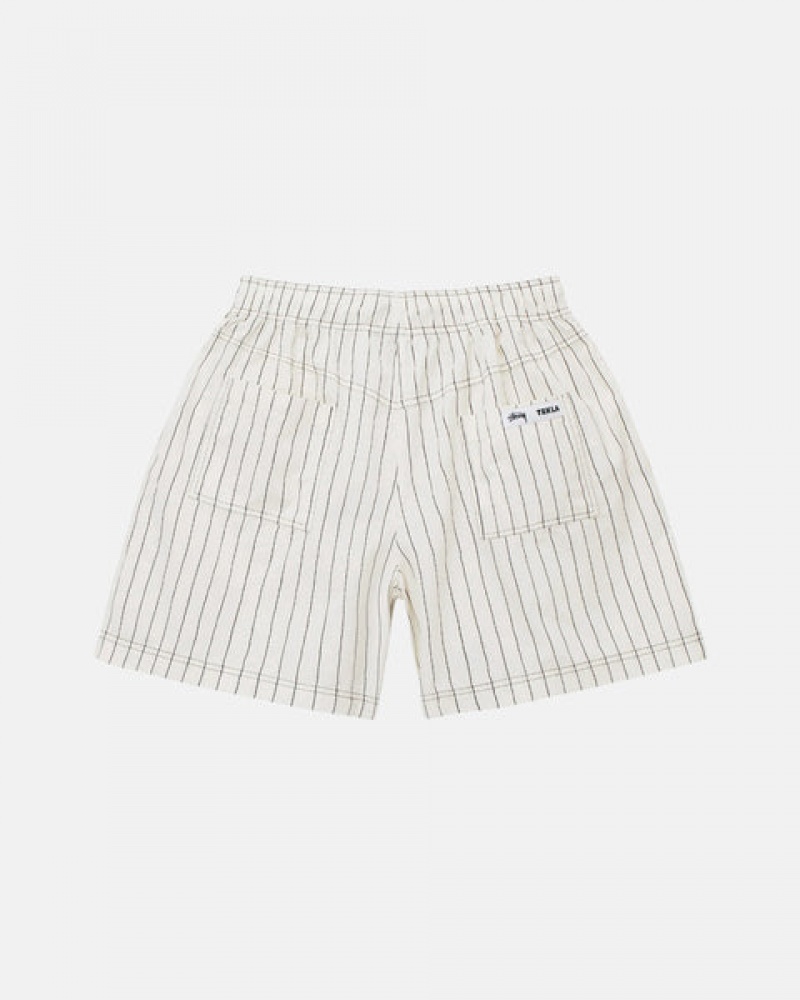 Beige Women's Stussy Tekla Poplin Pyjama Shorts Bangkok | Thailand ANI-4843