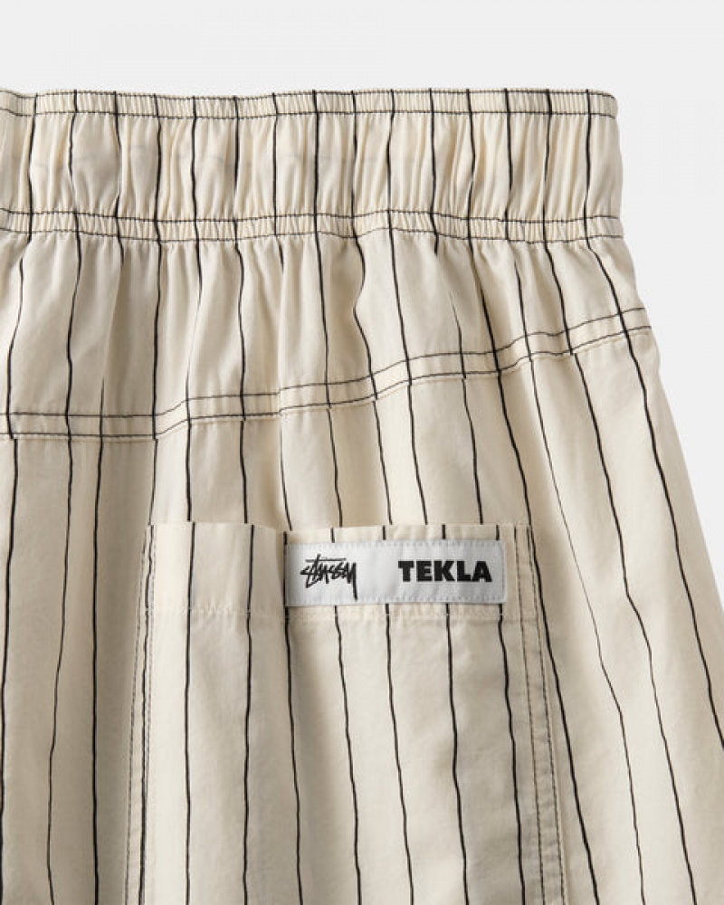 Beige Women's Stussy Tekla Poplin Pyjama Shorts Bangkok | Thailand ANI-4843