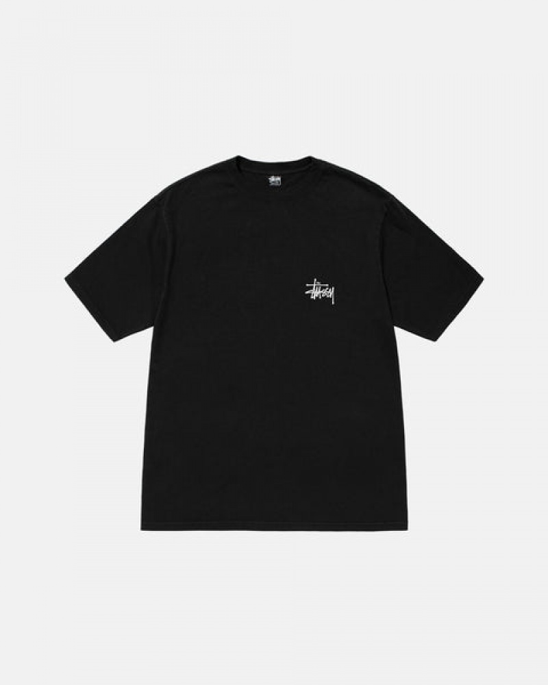 Black Men's Stussy Basic Stussy Pigment Dyed Tees Bangkok | Thailand BGS-7353