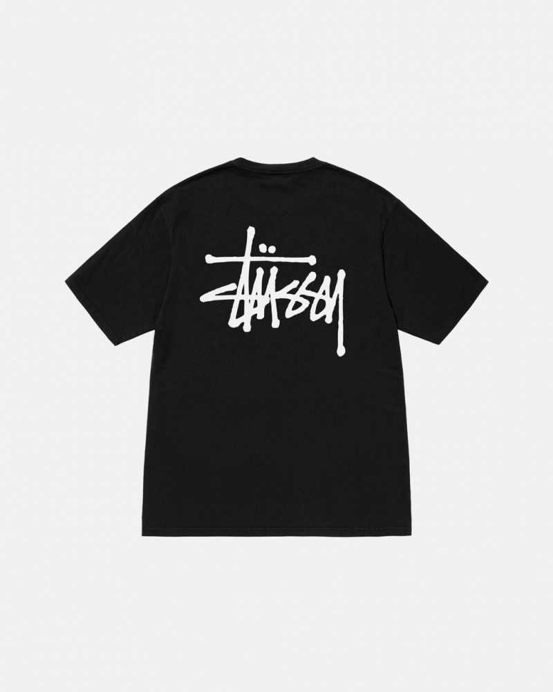 Black Men\'s Stussy Basic Stussy Pigment Dyed Tees Bangkok | Thailand BGS-7353