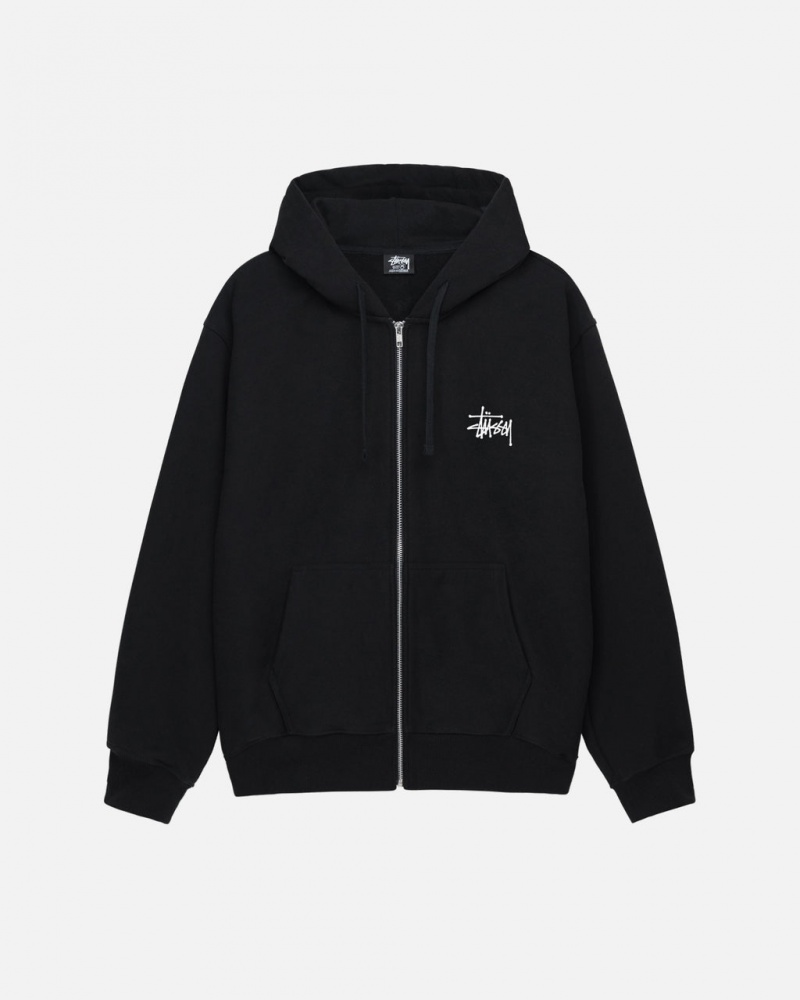 Black Men\'s Stussy Basic Stussy Zip Hoodie Bangkok | Thailand MRB-1265