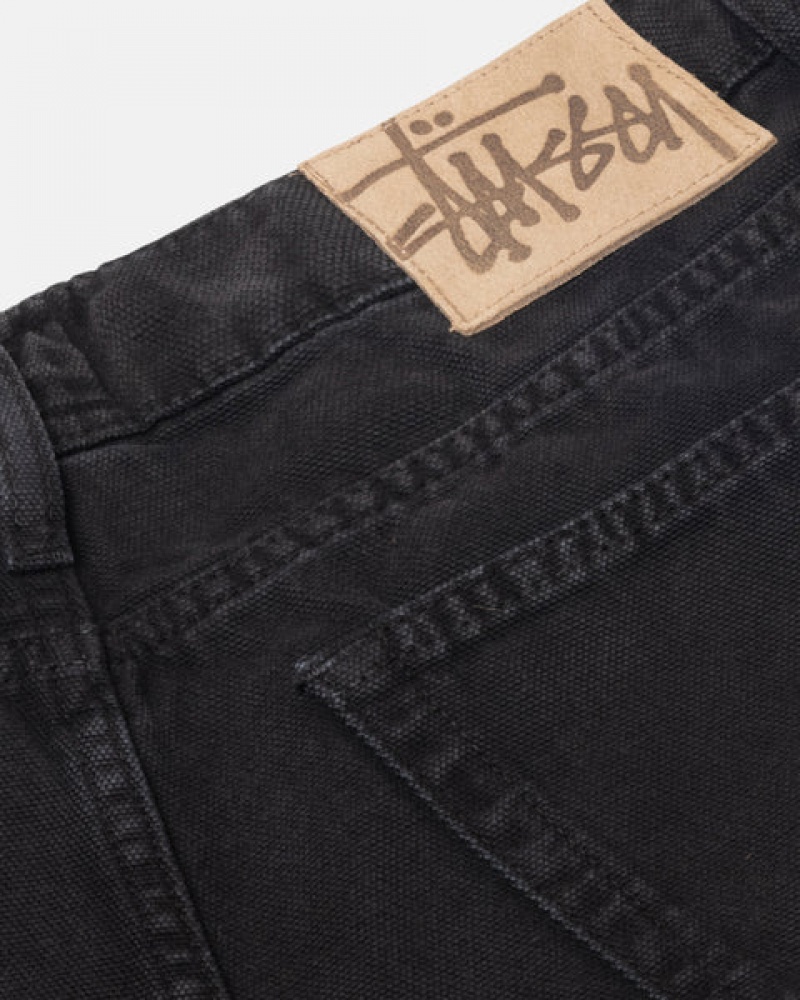 Black Men's Stussy Big Ol' Jean Washed Canvas Pants Bangkok | Thailand TJP-7001