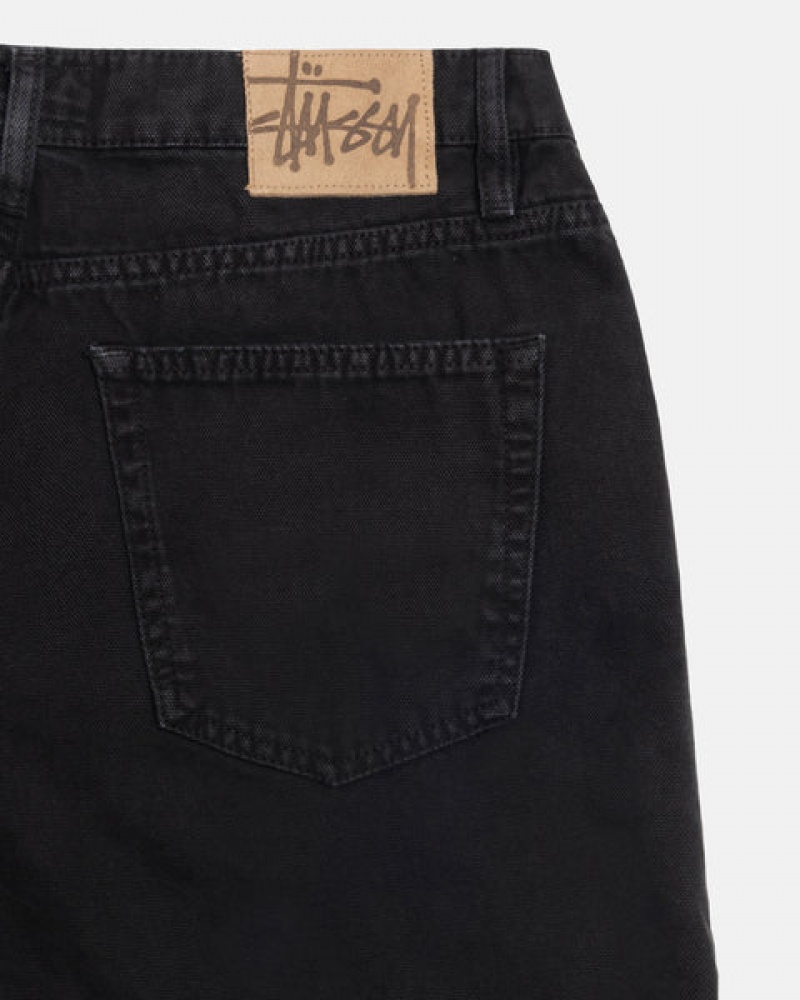 Black Men's Stussy Big Ol' Jean Washed Canvas Pants Bangkok | Thailand TJP-7001