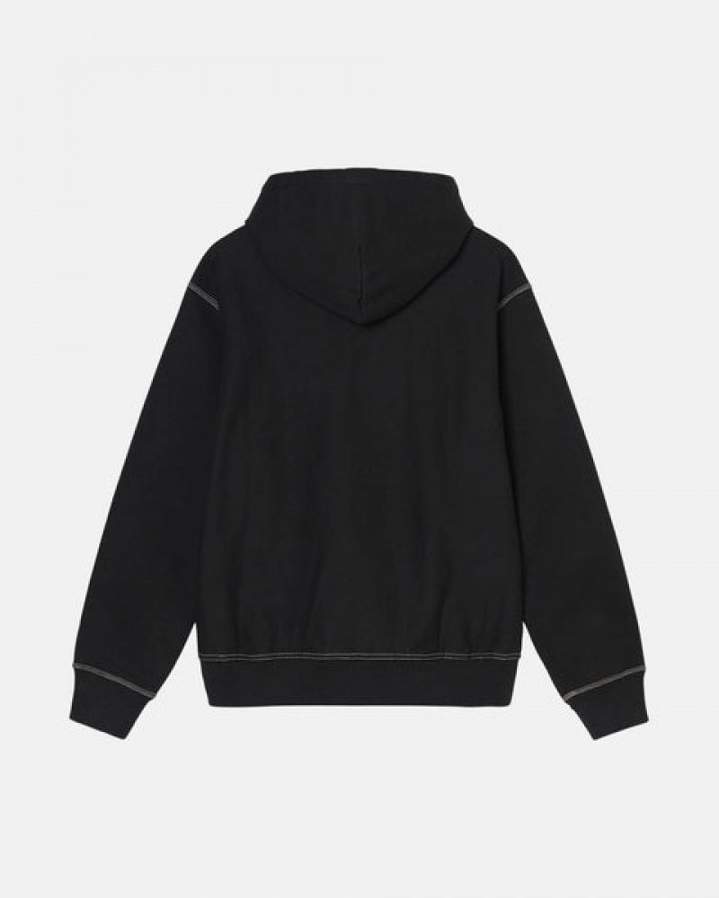 Black Men's Stussy Contrast Stitch Label Hoodie Bangkok | Thailand WRR-1920