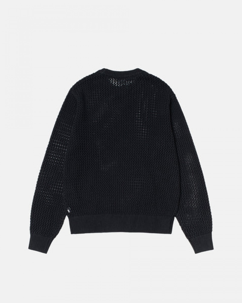 Black Men's Stussy Pigment Dyed Loose Gauge Knit Sweaters Bangkok | Thailand CRH-4497