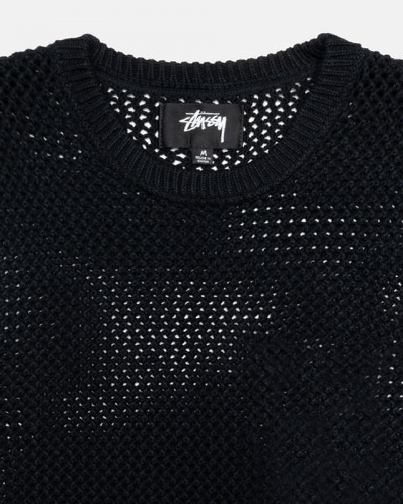 Black Men's Stussy Pigment Dyed Loose Gauge Knit Sweaters Bangkok | Thailand CRH-4497