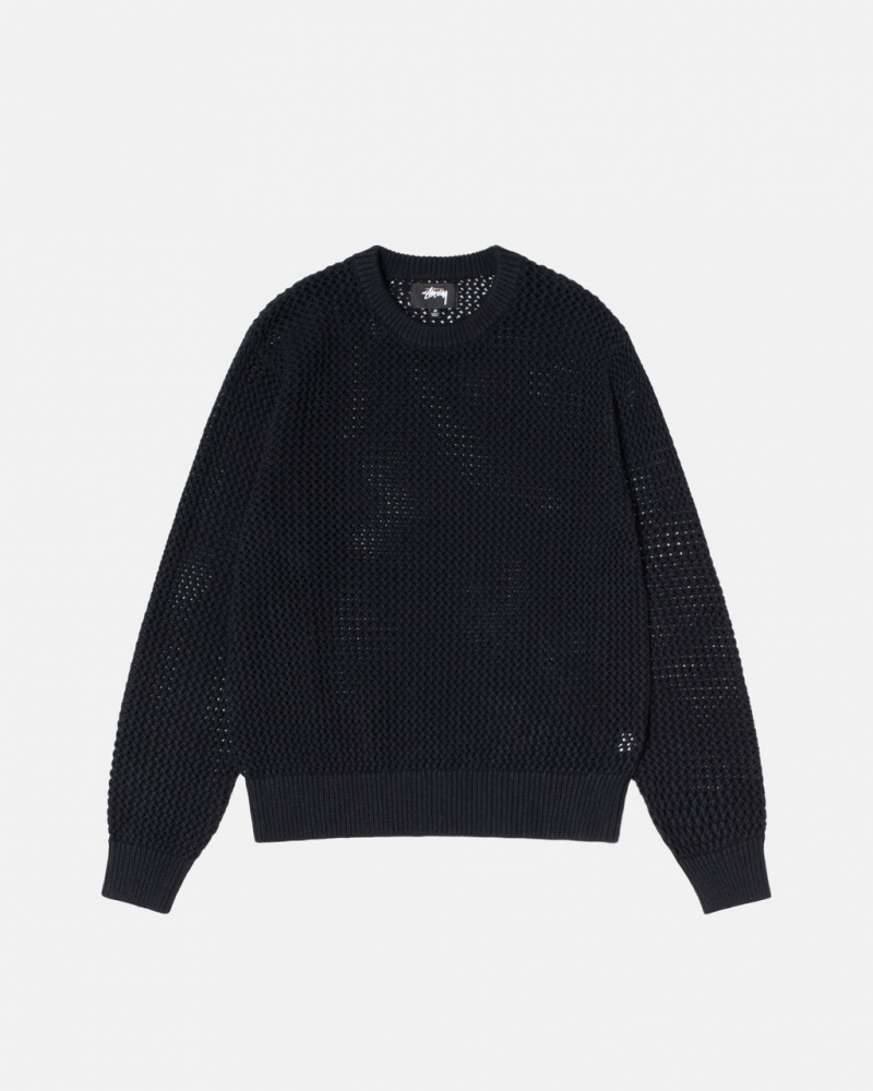 Black Men\'s Stussy Pigment Dyed Loose Gauge Knit Sweaters Bangkok | Thailand CRH-4497