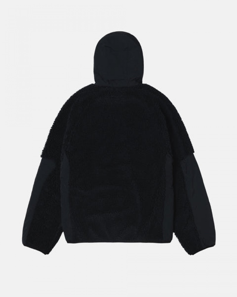 Black Men's Stussy Sherpa Paneled Hooded Jackets Bangkok | Thailand NFK-0578