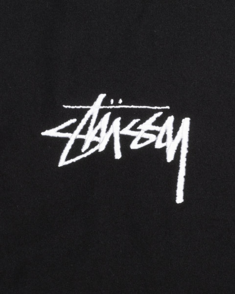 Black Men's Stussy Stock Logo Applique Hoodie Bangkok | Thailand KKZ-9759