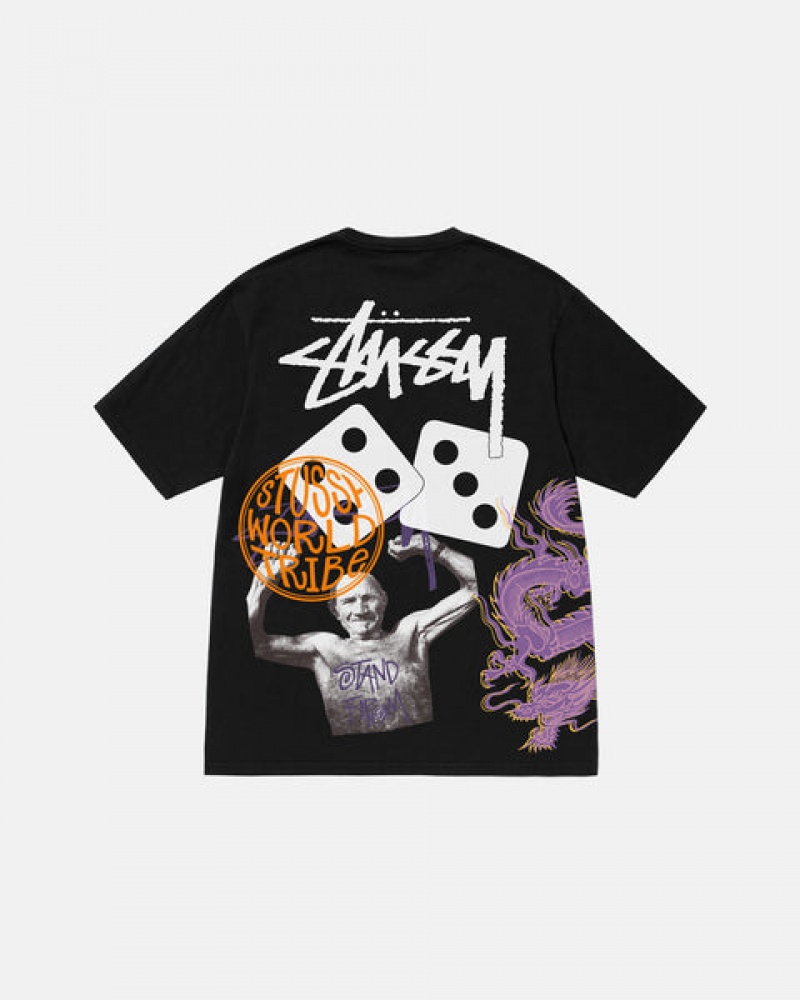 Black Men's Stussy Strike Pigment Dyed Tees Bangkok | Thailand TIH-9484