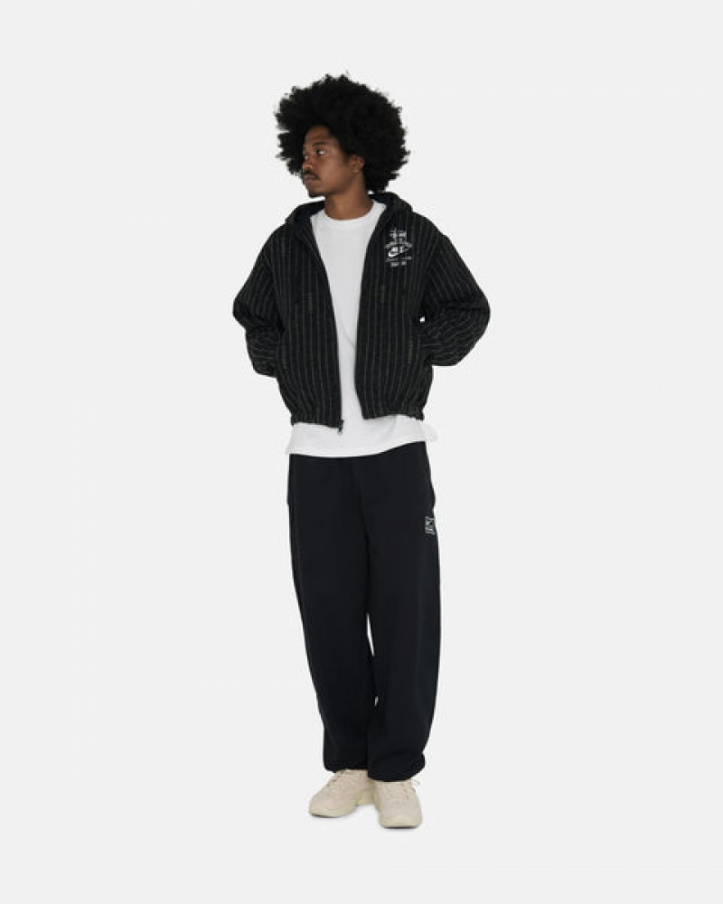 Black Men's Stussy Stone Wash Fleece Pant Sweatpants Bangkok | Thailand EBT-7917