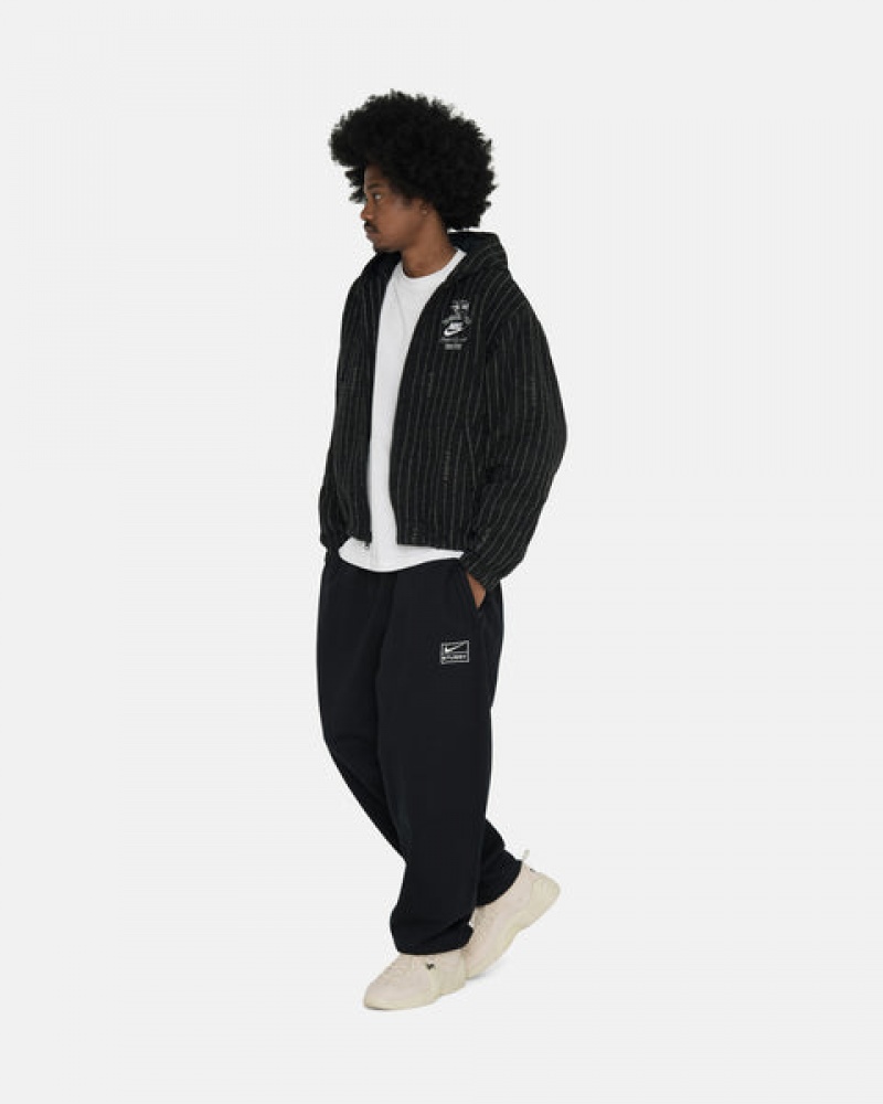 Black Men's Stussy Stone Wash Fleece Pant Sweatpants Bangkok | Thailand EBT-7917