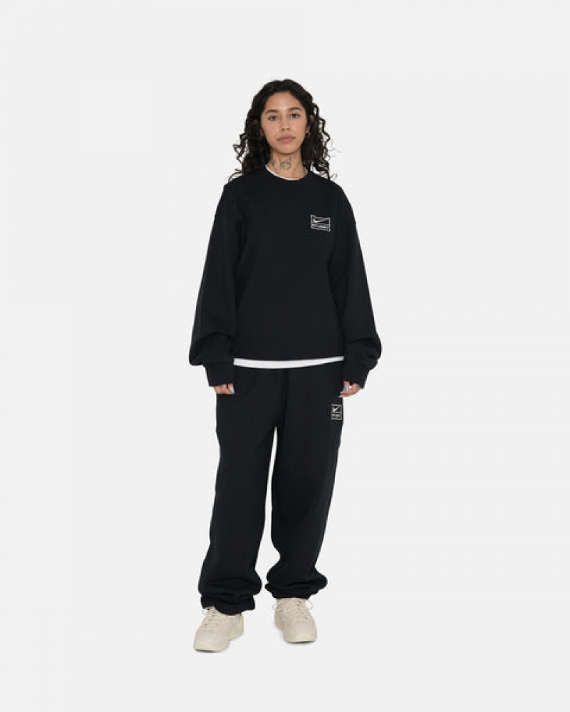 Black Men's Stussy Stone Wash Fleece Pant Sweatpants Bangkok | Thailand EBT-7917