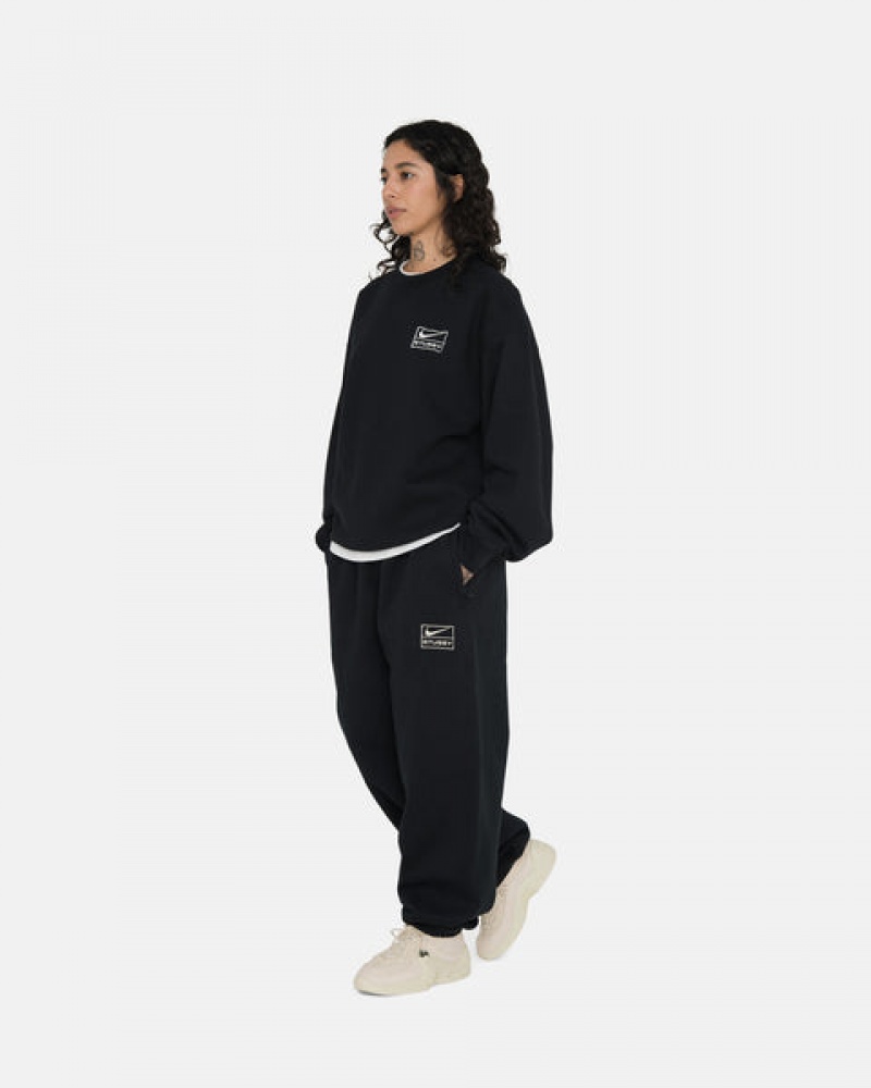 Black Men's Stussy Stone Wash Fleece Pant Sweatpants Bangkok | Thailand EBT-7917