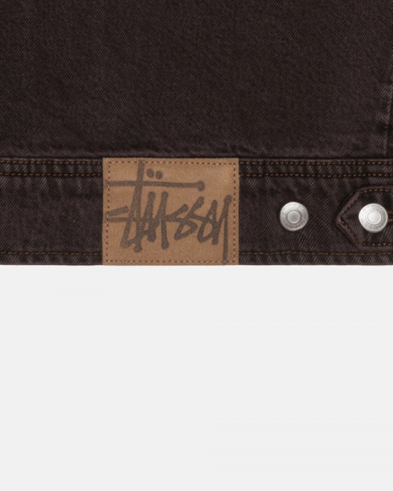 Black Men's Stussy Zip Work Jacket Denim Bangkok | Thailand KOQ-7419