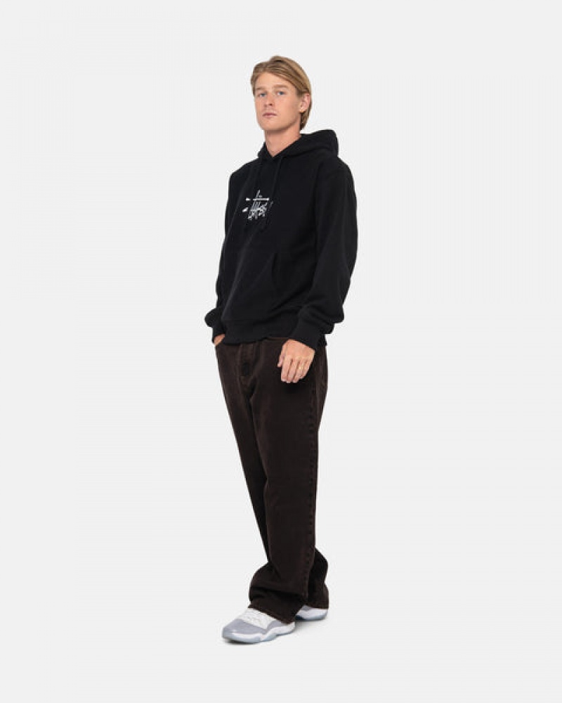 Black Women's Stussy Basic Applique Hoodie Bangkok | Thailand EEU-3020