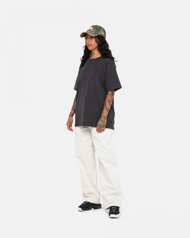 Black Women's Stussy Pigment Dyed Crew Tees Bangkok | Thailand HPH-8090