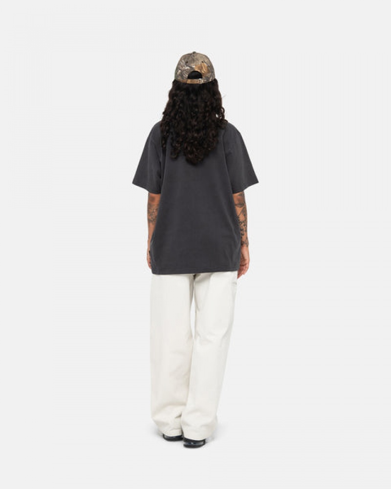 Black Women's Stussy Pigment Dyed Crew Tees Bangkok | Thailand HPH-8090