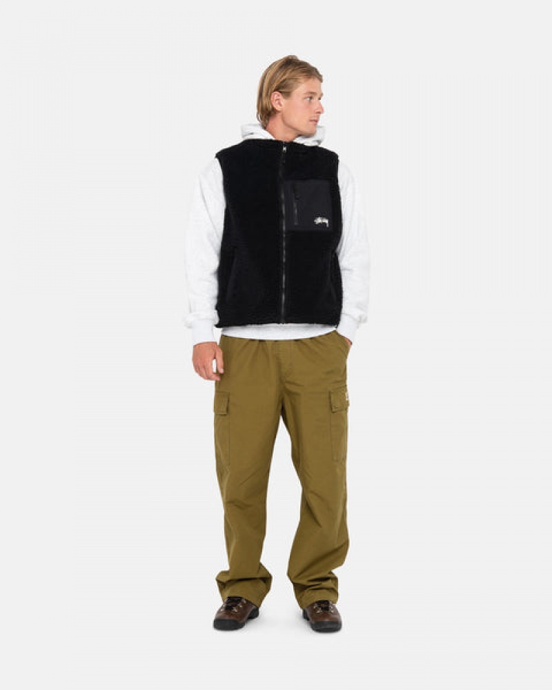 Black Women's Stussy Sherpa Reversible Vest Bangkok | Thailand GBL-5803