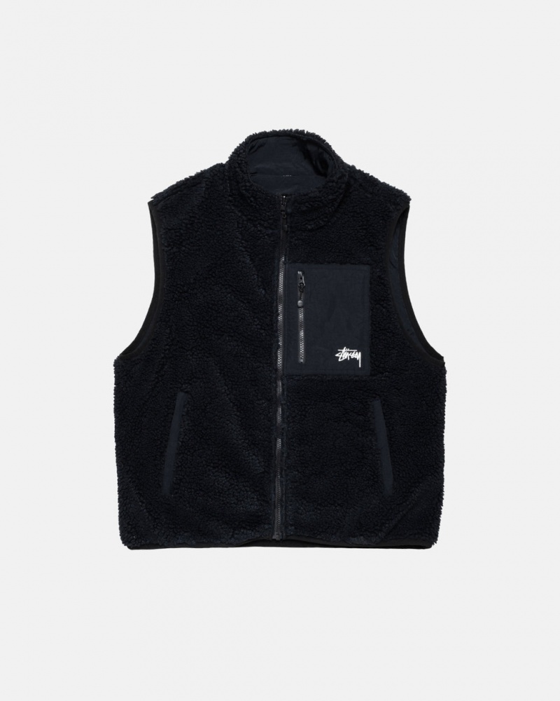 Black Women\'s Stussy Sherpa Reversible Vest Bangkok | Thailand GBL-5803