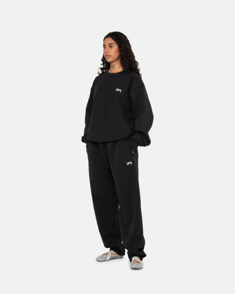 Black Women's Stussy Stock Logo Crew Sweatshirts Bangkok | Thailand YMA-6218