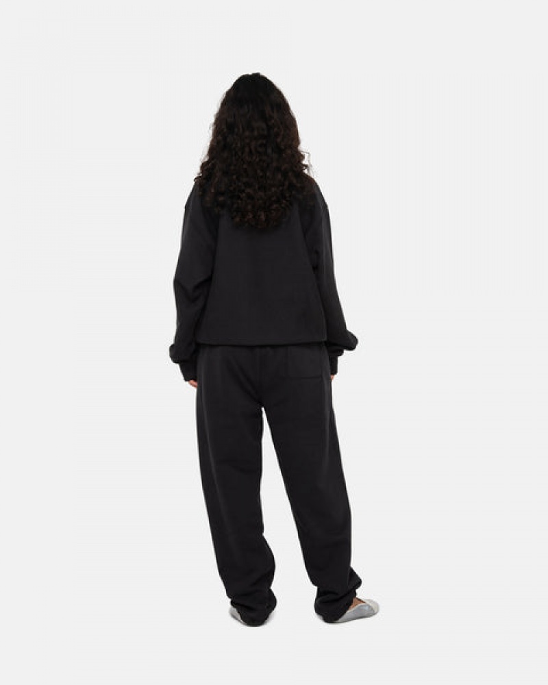 Black Women's Stussy Stock Logo Crew Sweatshirts Bangkok | Thailand YMA-6218