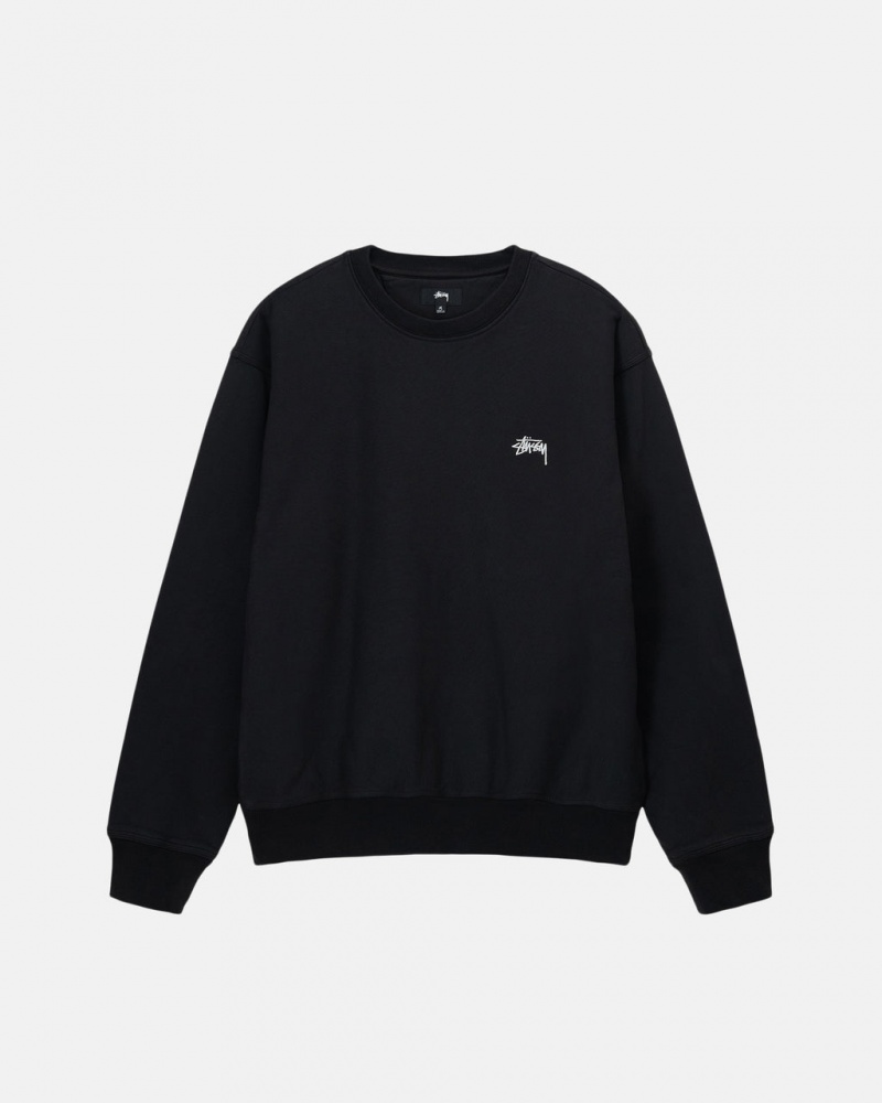 Black Women\'s Stussy Stock Logo Crew Sweatshirts Bangkok | Thailand YMA-6218