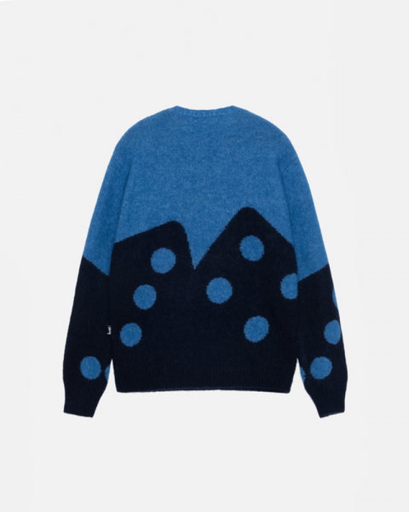 Blue Women's Stussy Dice Fuzzy Crew Sweaters Bangkok | Thailand FQT-8769