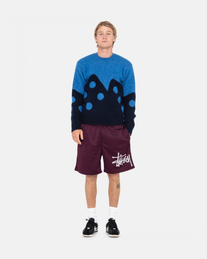 Blue Women's Stussy Dice Fuzzy Crew Sweaters Bangkok | Thailand FQT-8769