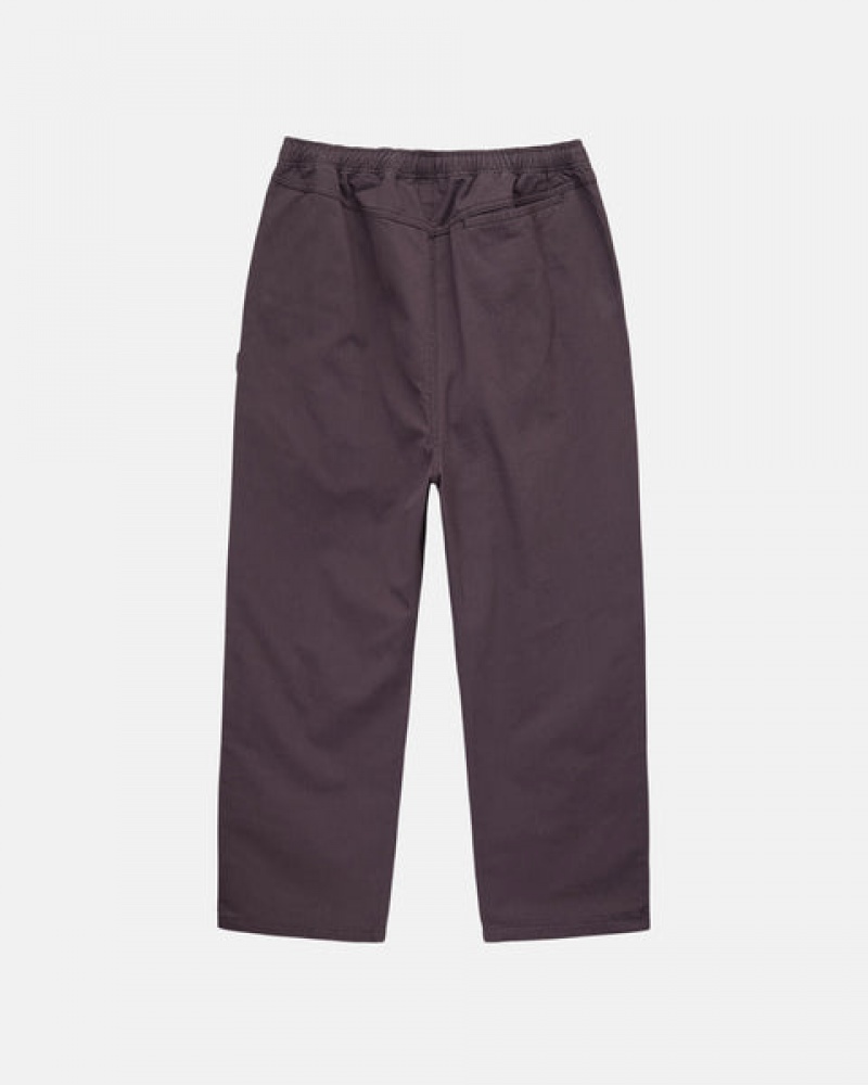 Burgundy Men's Stussy Brushed Beach Pants Bangkok | Thailand BPH-4797