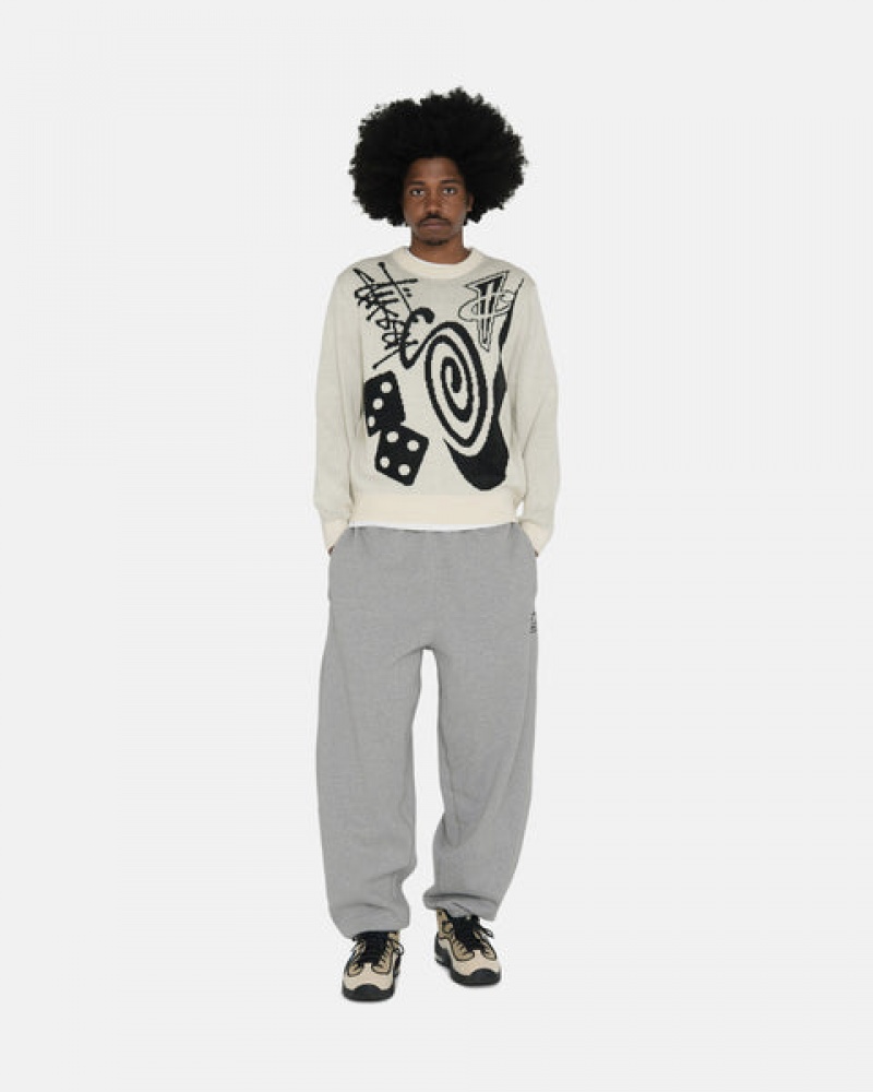 Dark Grey Men's Stussy Fleece Pant Sweatpants Bangkok | Thailand TFA-7075