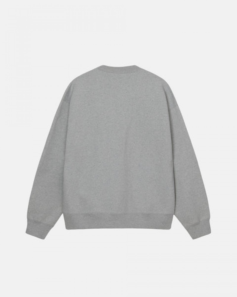 Dark Grey Men's Stussy Fleece Crew Sweatshirts Bangkok | Thailand UBA-9409