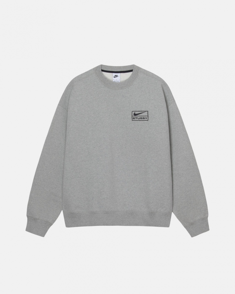 Dark Grey Men\'s Stussy Fleece Crew Sweatshirts Bangkok | Thailand UBA-9409