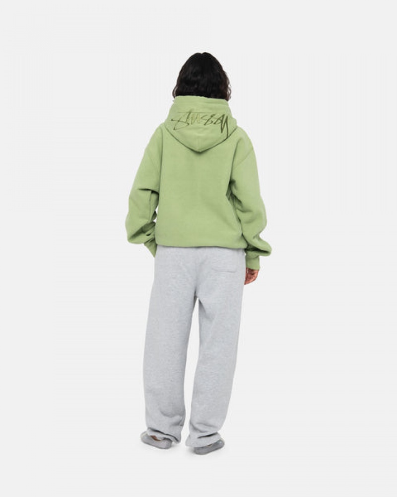 Green Men's Stussy Back Hood Applique Hood Sweatshirts Bangkok | Thailand NNP-1946