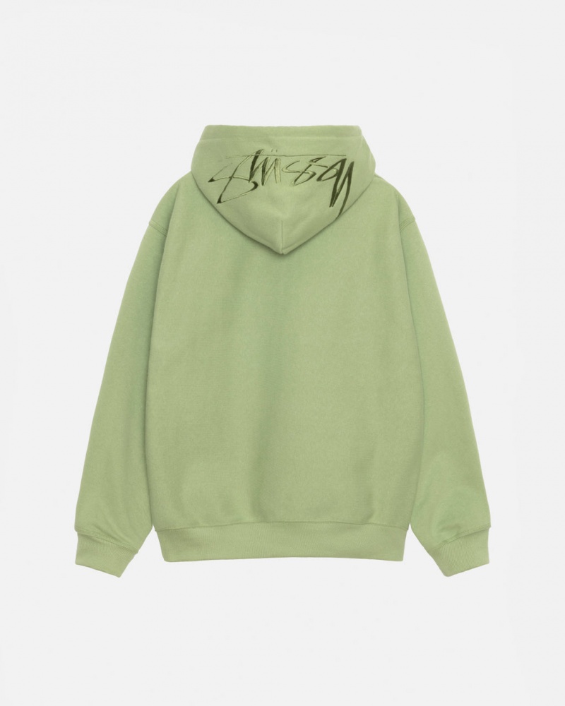 Green Men\'s Stussy Back Hood Applique Hood Sweatshirts Bangkok | Thailand NNP-1946